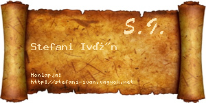 Stefani Iván névjegykártya